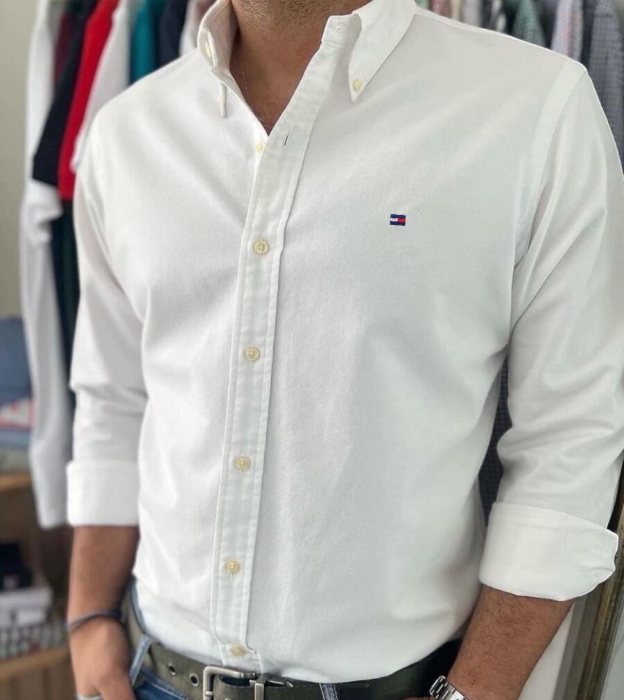 CAMISA TOMMY HILFIGER MANGA LARGA PARA HOMBRE COLOR BLANCO