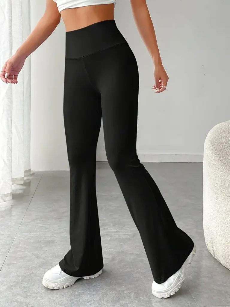 Pantalones acampanados de cintura alta para mujer, leggings deportivos ajustados, color sólido y tacto suave, estilo vintage, fitness.