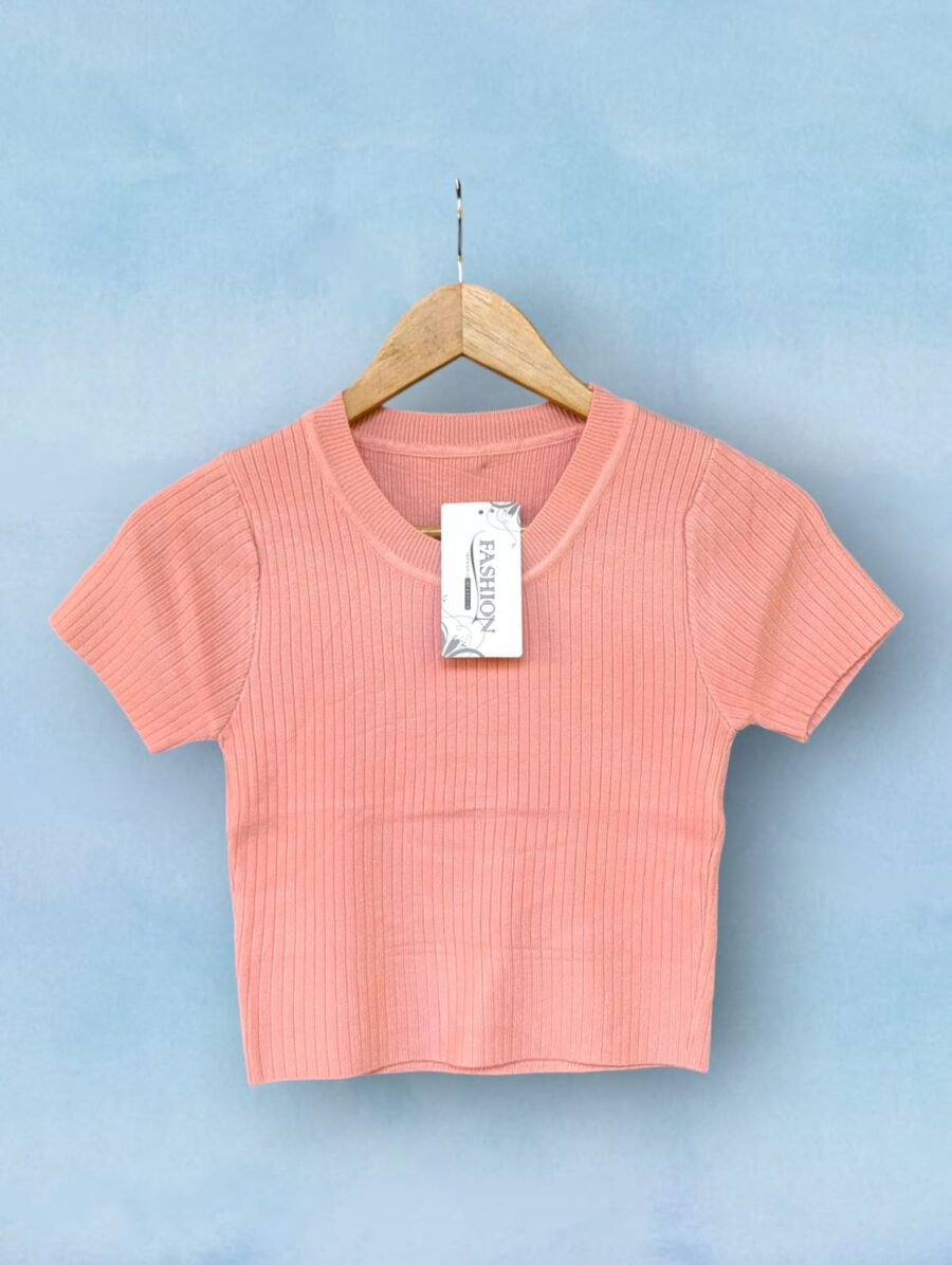 Crop Tops de Tejido Ligero para Mujer Cuello redondo- Blusas Cortas en Colores Básicos y Modernos - Imagen 6