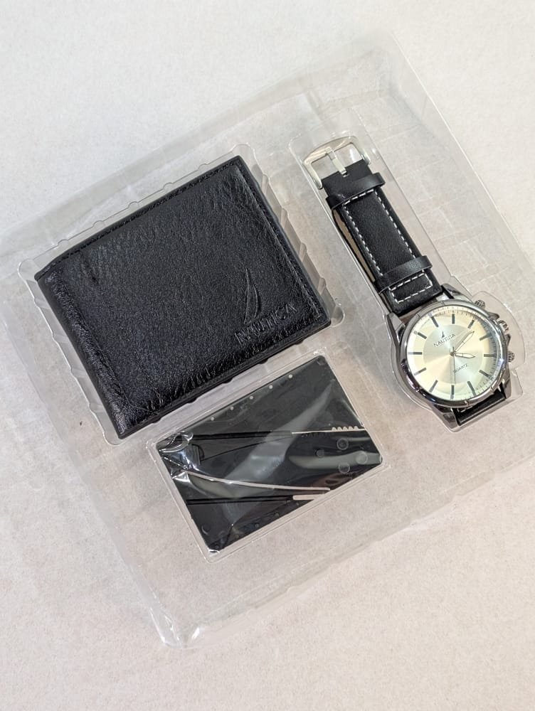 Conjunto de reloj y billetera, combo relojes con carteras para hombres de cueros, accesorios para caballeros, reloj analógico y billeteras con multidepositos