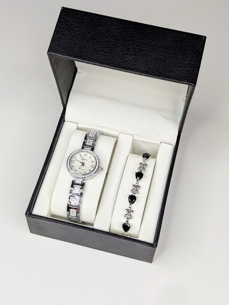 Conjuntos de reloj y pulsera para mujeres, relojes de damas, pulseras de damas de acero