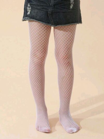 Medias de red blancas para niñas, mallas blancas