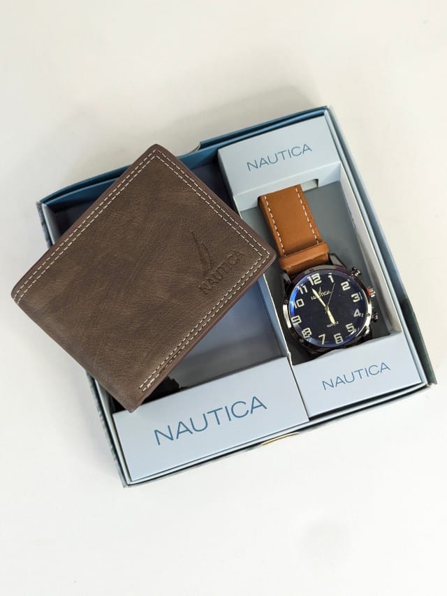 Conjunto de reloj y billetera, combo relojes con carteras para hombres de cueros, accesorios para caballeros, reloj analógico y billeteras con multidepositos