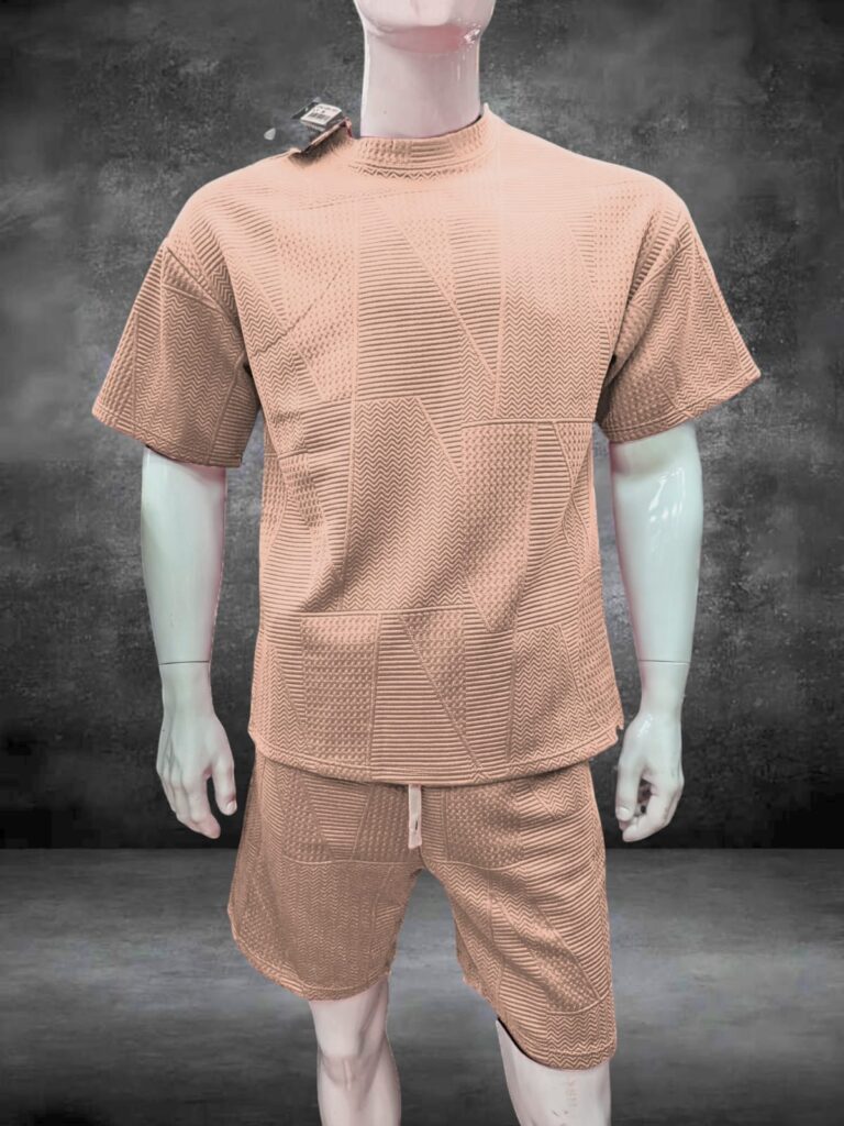 Conjunto Short Camisa Oversized para hombres, shores y camisas con tela de relieve, tejido waffle o panal