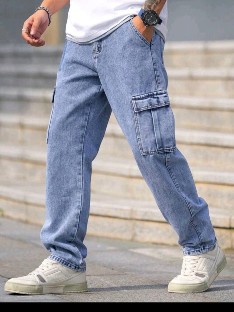 Pantalón Baggy Cargo para hombres marca VIZIO, pantalones flojos comandos de mezclilla