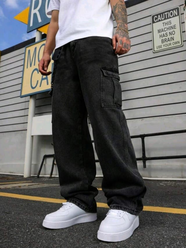 Pantalón Baggy Cargo para hombres marca VIZIO, pantalones flojos comandos de mesclilla