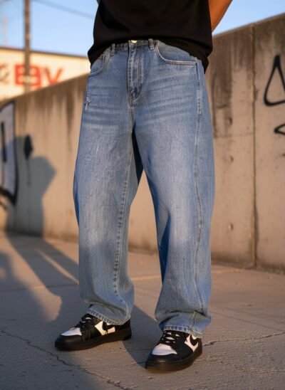 Pantalón Baggy para hombres marca REDOX, flojos de mezclilla con cadena