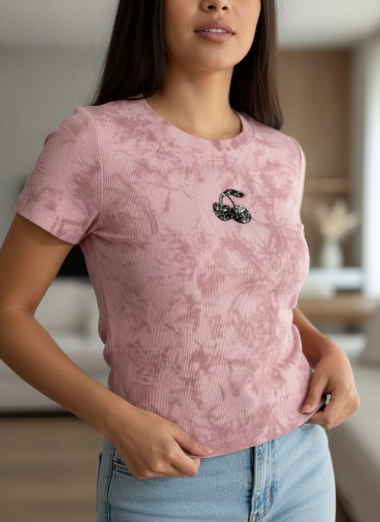 Blusas para damas de algodón, camisas para mujeres tie dye, estilo manchadas con escarcha