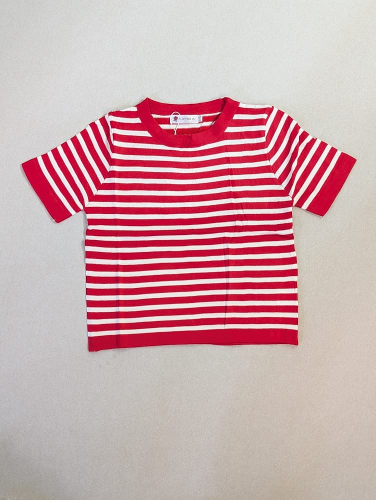 Crop top, camisas para mujeres a rayas, blusas de damas de algodón, camisas de cuello redondo