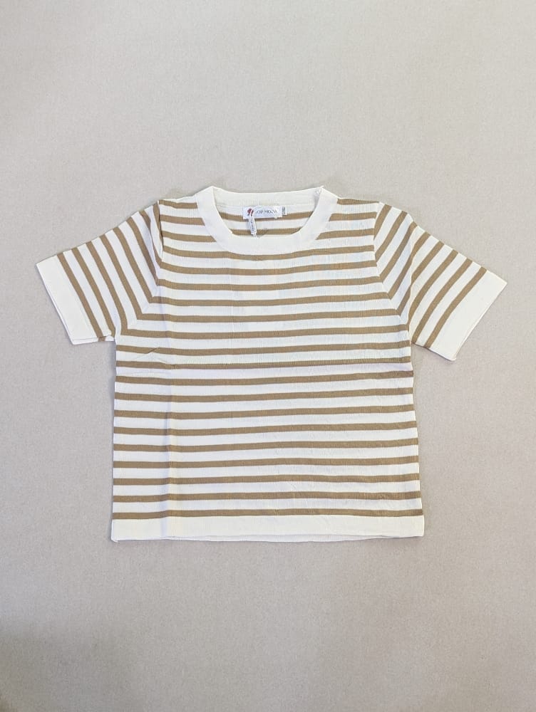 Crop top, camisas para mujeres a rayas, blusas de damas de algodón, camisas de cuello redondo