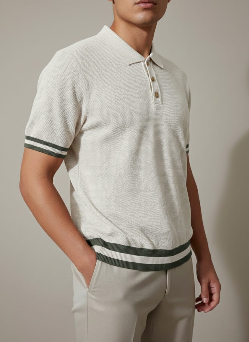 Funk Camisa estilo polo para hombres camisa de granaje, old money sport, con zipper