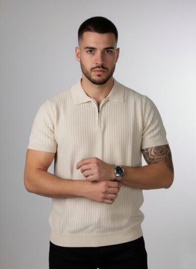 Funk Camisa estilo polo para hombres camisa de granaje, old money sport, con zipper