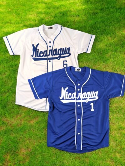 Camisa de beisbol Nicaragua, camisa deportiva a botones para hombres y mujeres, selección nicaragüense