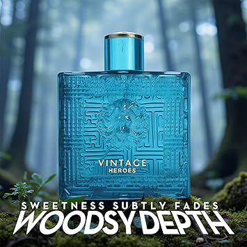 Vintage Hero - Perfume de colonia para hombre, espray natural, aroma masculino, maravilloso regalo de fragancia, Eau de Parfum para uso diario, 3.4 onzas líquidas