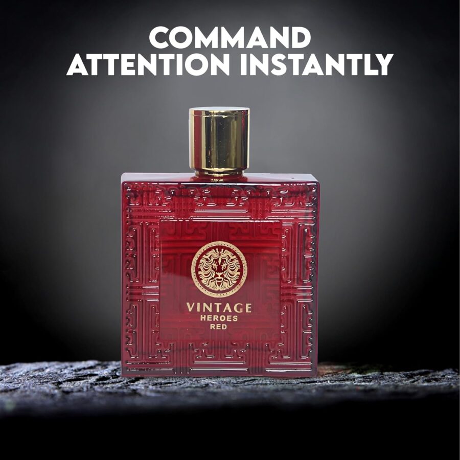 Eau De Parfume Colonia para hombre Natural Spray Vintage Heroes Perfume rojo con aroma afrutado cálido y floral, 3.4 onzas líquidas de fragancia de larga duración